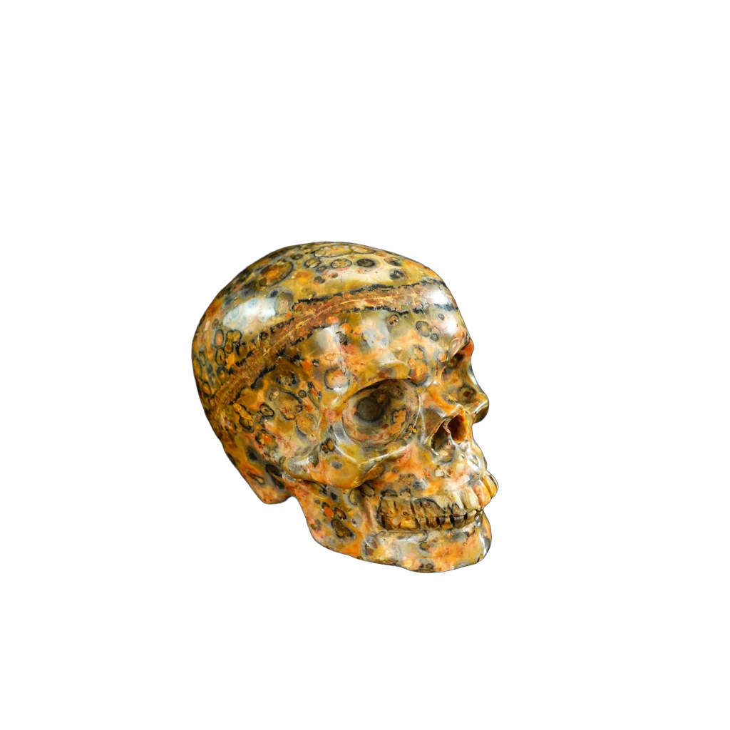 2.2" Red Leopard skin stone Crystal Skull Carving - Unique Piece #LS09