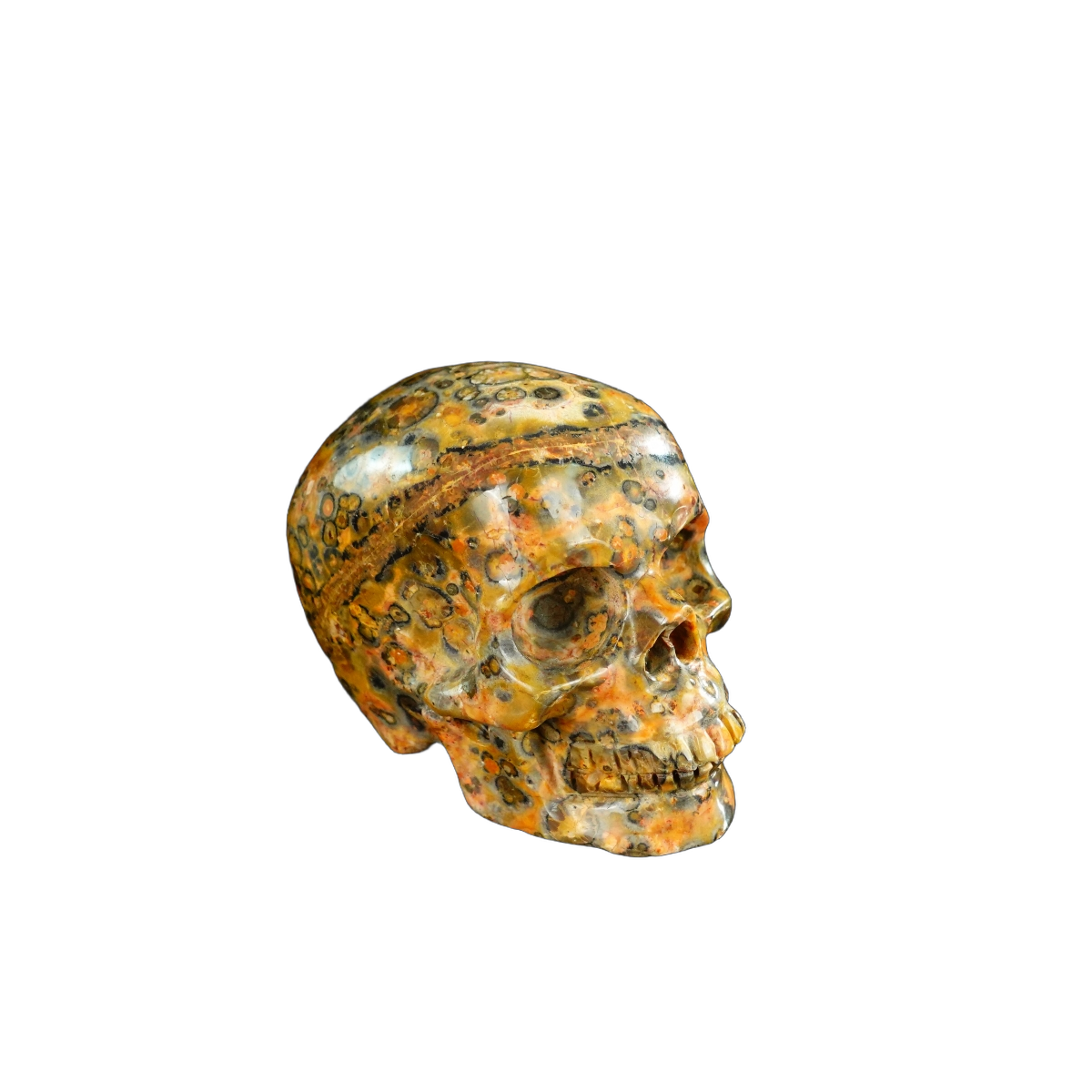 2.2" Red Leopard skin stone Crystal Skull Carving - Unique Piece #LS09