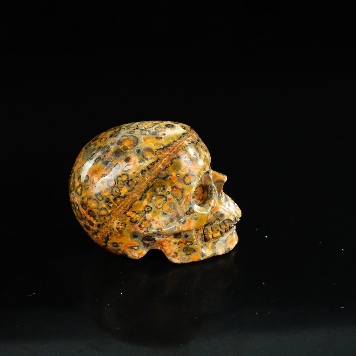 2.2" Red Leopard skin stone Crystal Skull Carving - Unique Piece #LS09