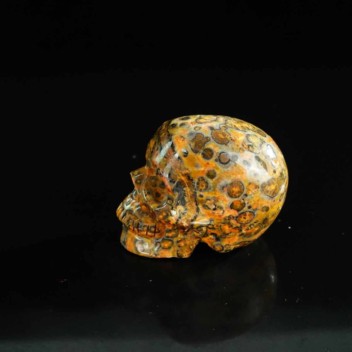2.2" Red Leopard skin stone Crystal Skull Carving - Unique Piece #LS09