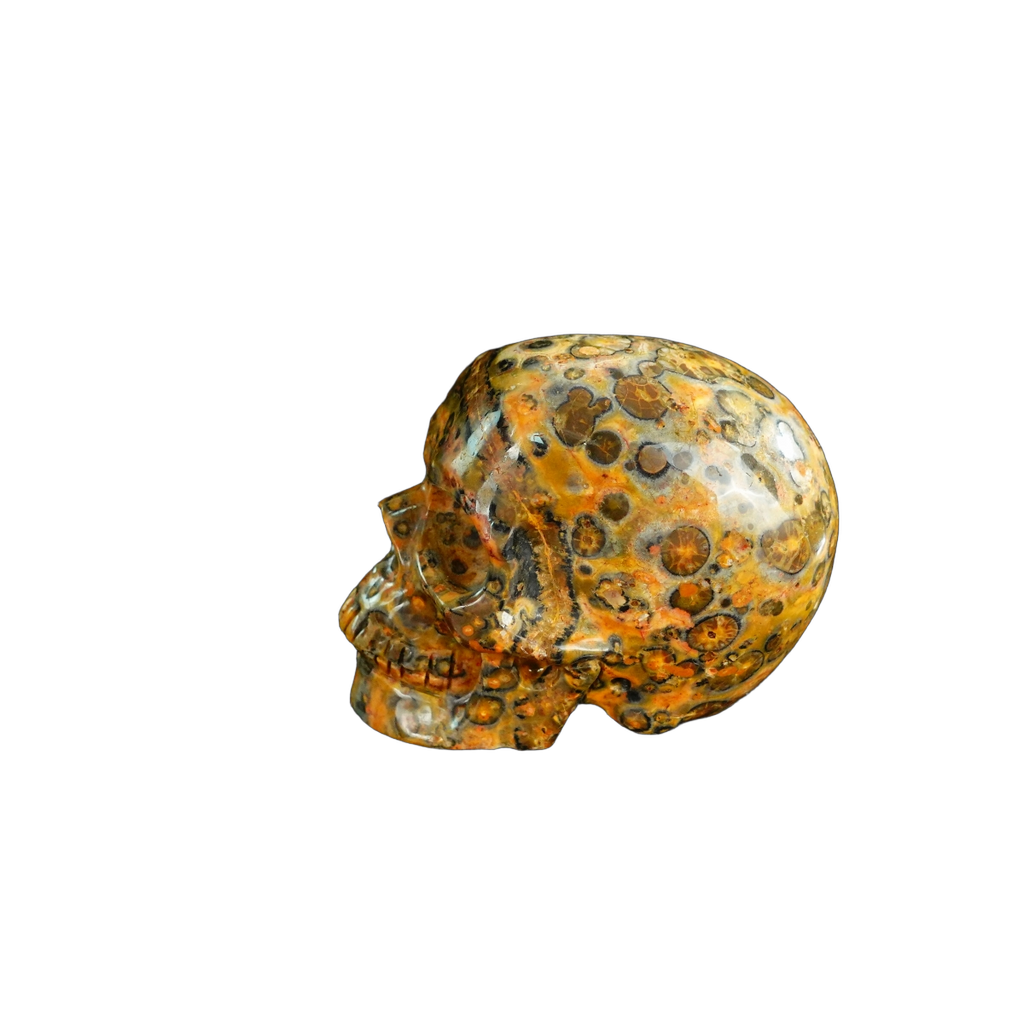 2.2" Red Leopard skin stone Crystal Skull Carving - Unique Piece #LS09