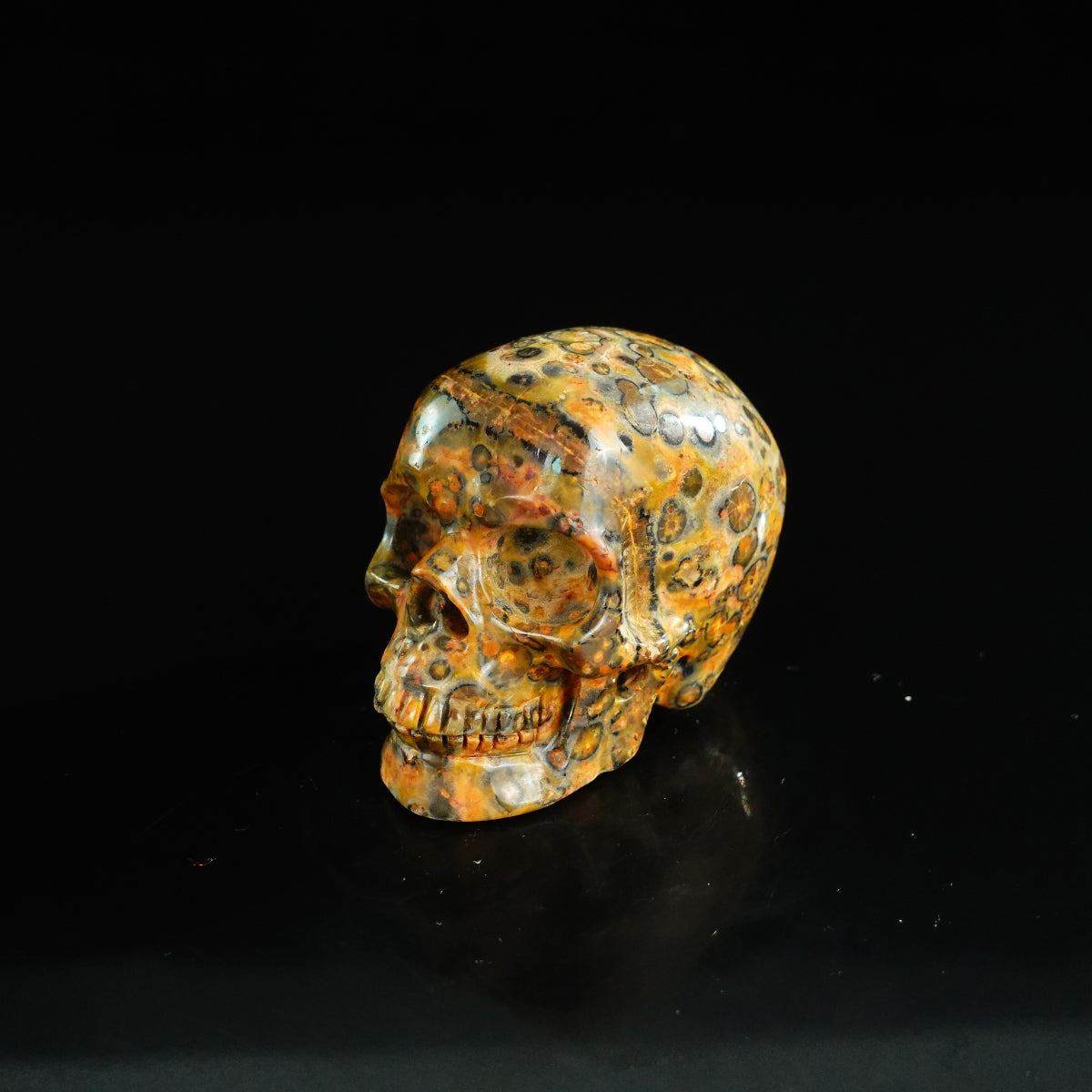 2.2" Red Leopard skin stone Crystal Skull Carving - Unique Piece #LS09