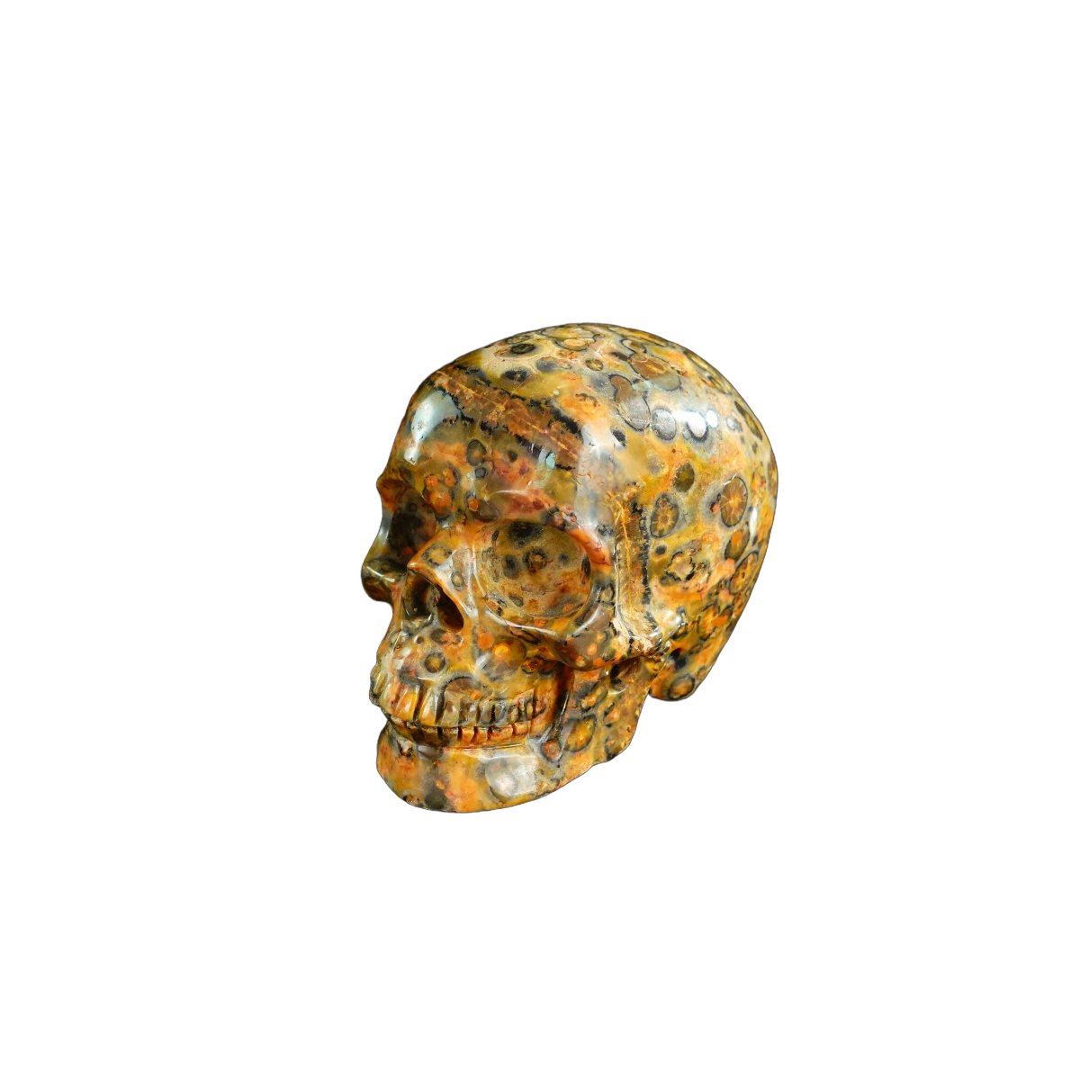 2.2" Red Leopard skin stone Crystal Skull Carving - Unique Piece #LS09