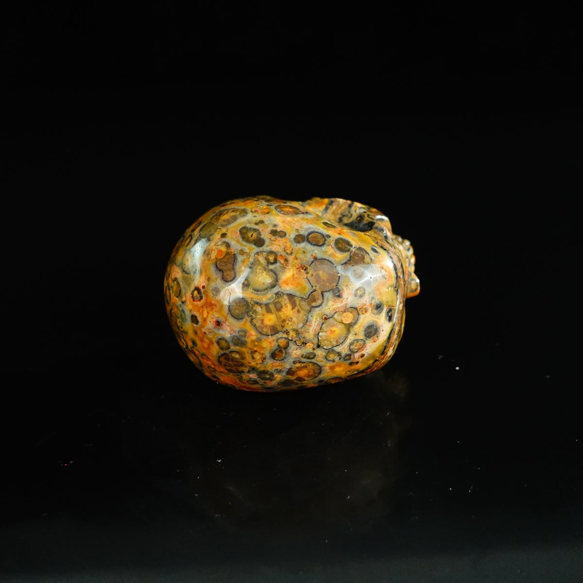 2.2" Red Leopard skin stone Crystal Skull Carving - Unique Piece #LS09