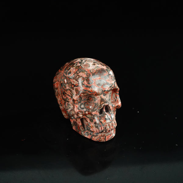 2.2" Red Leopard skin stone Crystal Skull Carving - Unique Piece #LS10 - alternate view