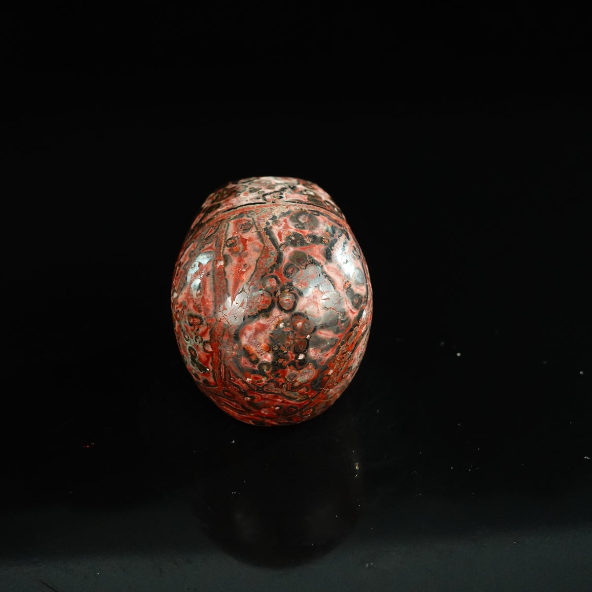 2.2" Red Leopard skin stone Crystal Skull Carving - Unique Piece #LS10