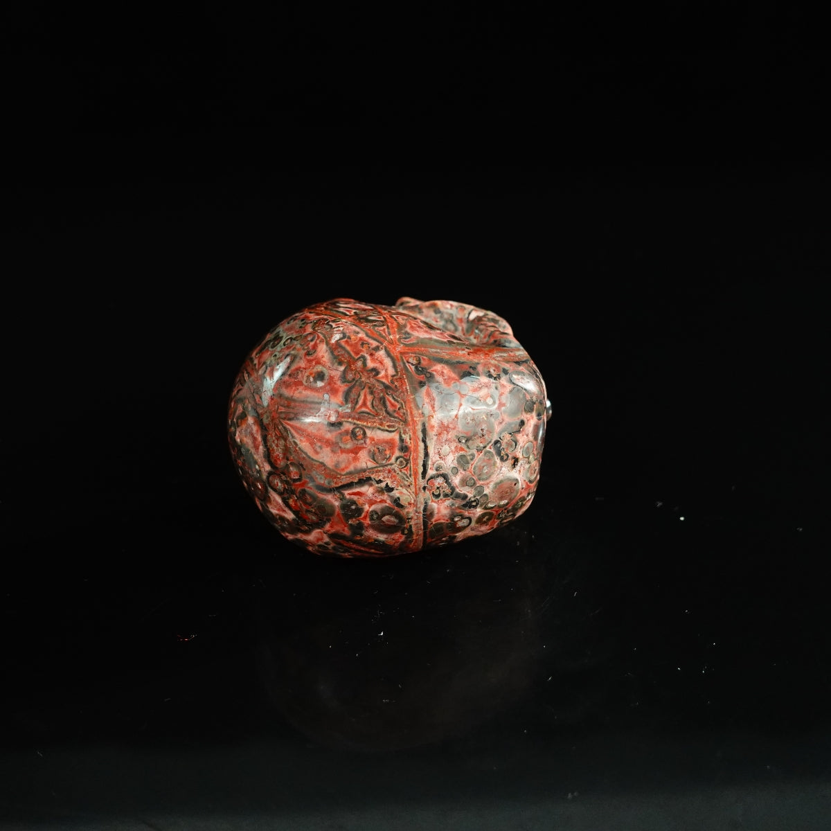 2.2" Red Leopard skin stone Crystal Skull Carving - Unique Piece #LS10