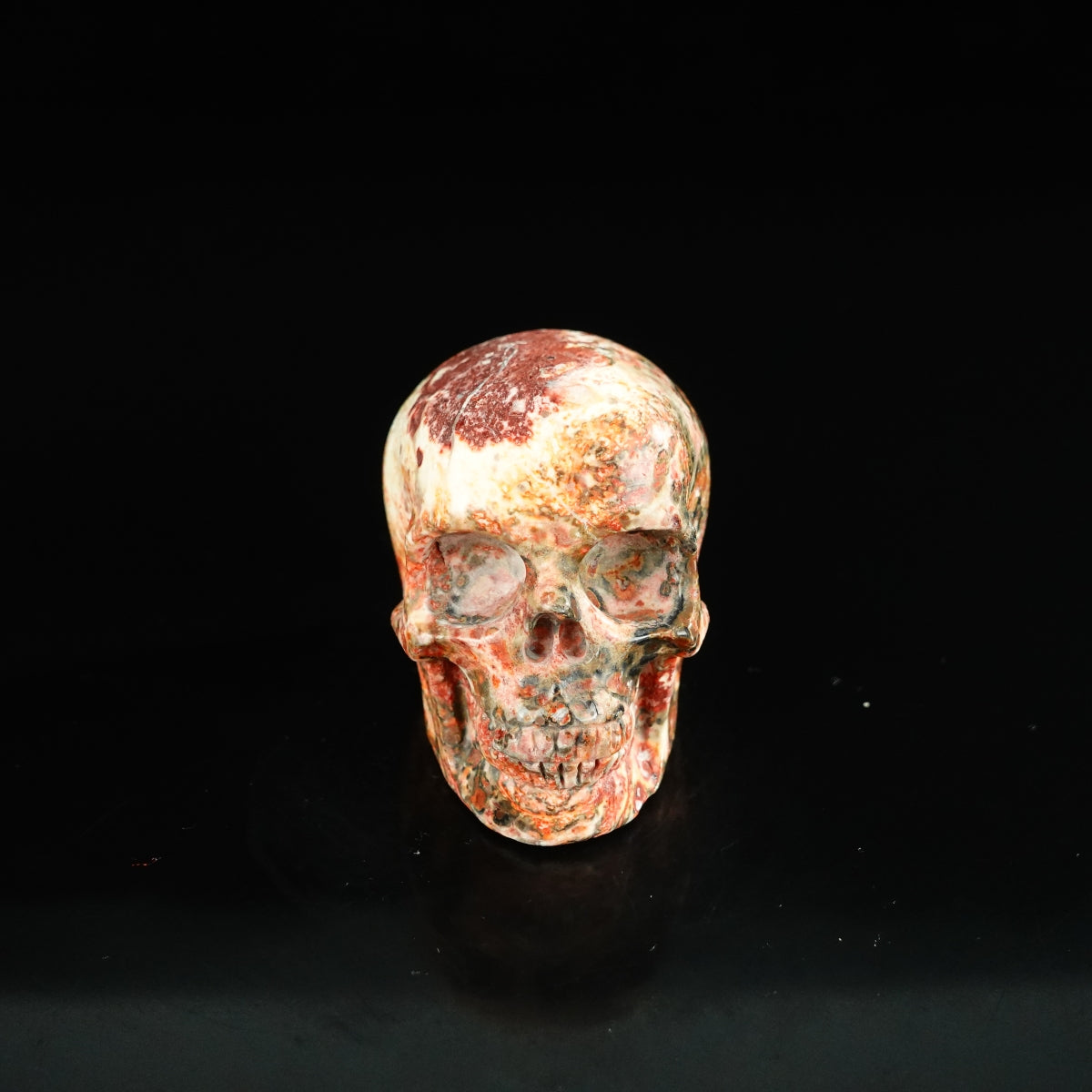 2.2" Red Leopard skin stone Crystal Skull Carving - Unique Piece #LS11