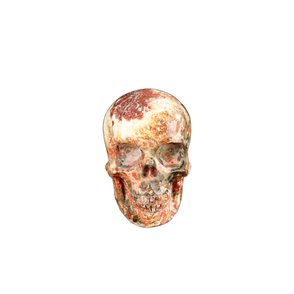 2.2" Red Leopard skin stone Crystal Skull Carving - Unique Piece #LS11