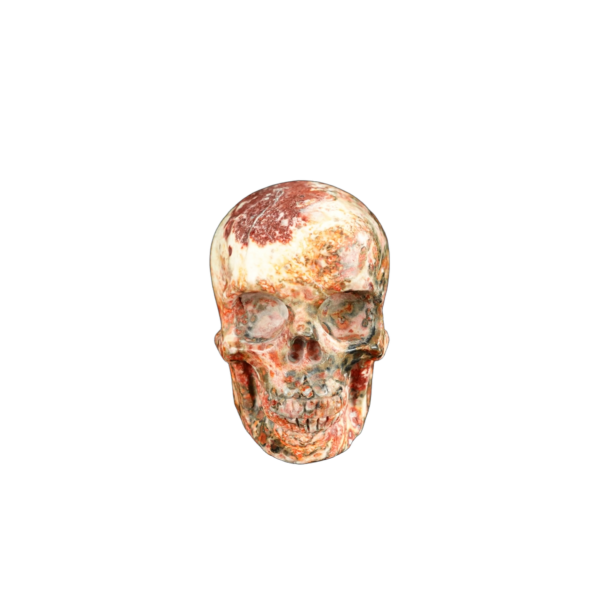 2.2" Red Leopard skin stone Crystal Skull Carving - Unique Piece #LS11