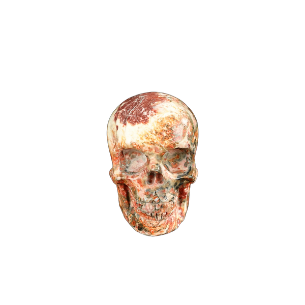 2.2" Red Leopard skin stone Crystal Skull Carving - Unique Piece #LS11