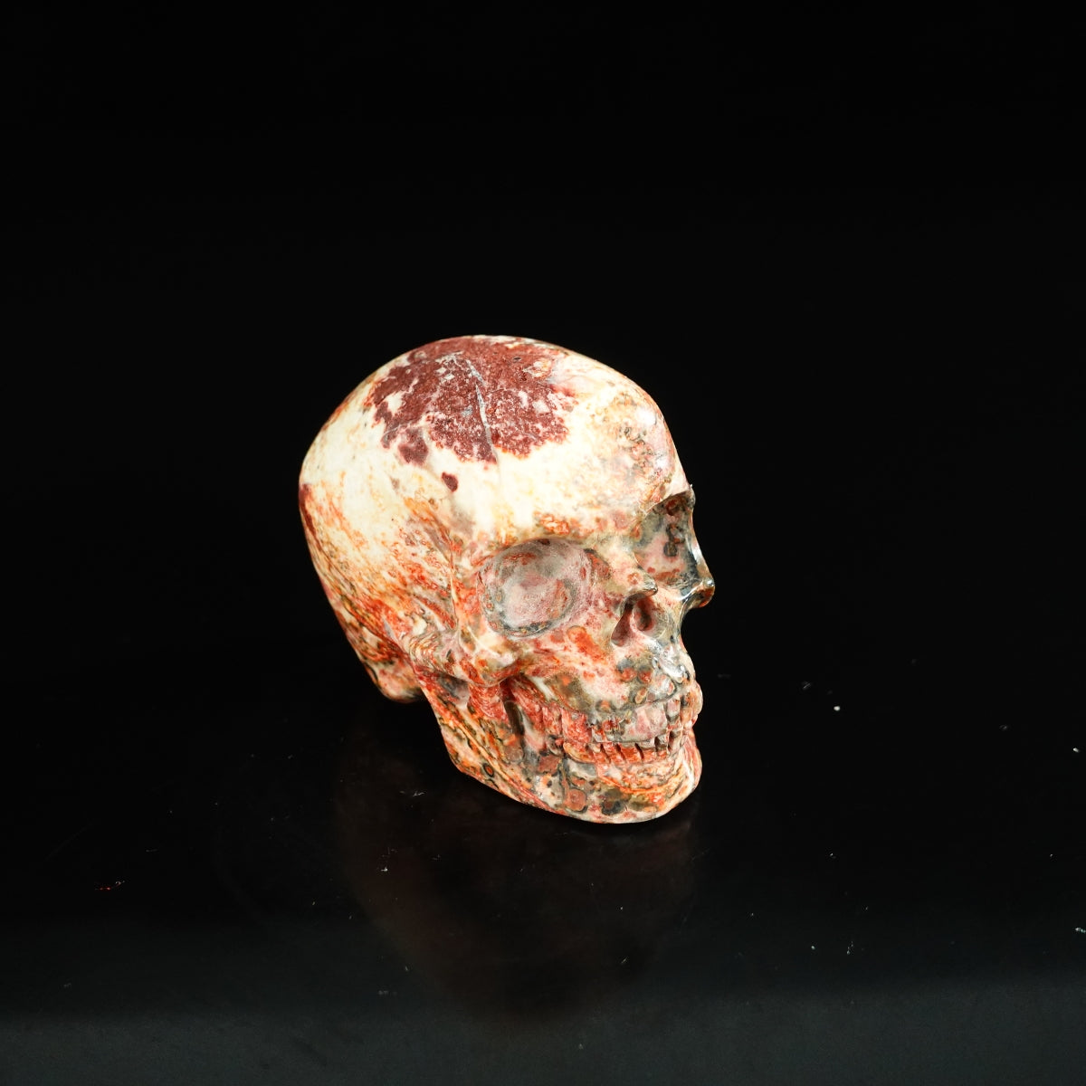 2.2" Red Leopard skin stone Crystal Skull Carving - Unique Piece #LS11