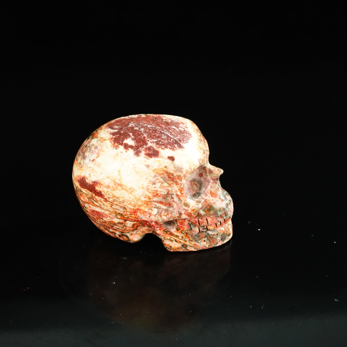 2.2" Red Leopard skin stone Crystal Skull Carving - Unique Piece #LS11