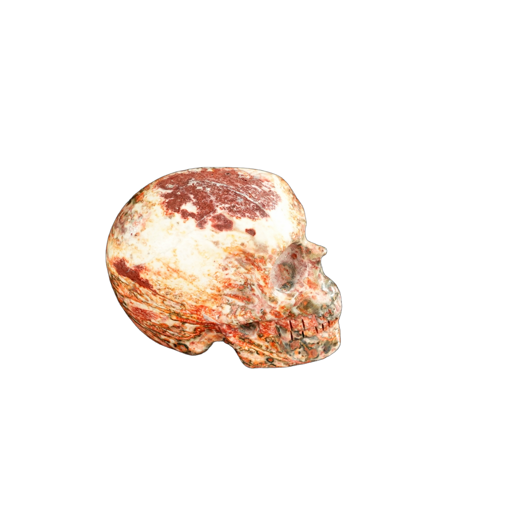 2.2" Red Leopard skin stone Crystal Skull Carving - Unique Piece #LS11