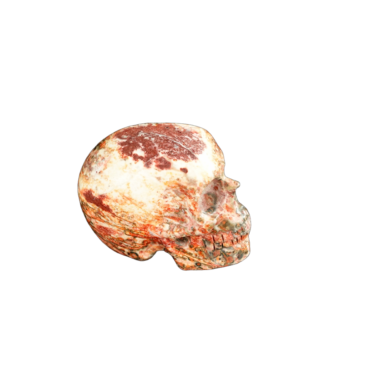 2.2" Red Leopard skin stone Crystal Skull Carving - Unique Piece #LS11
