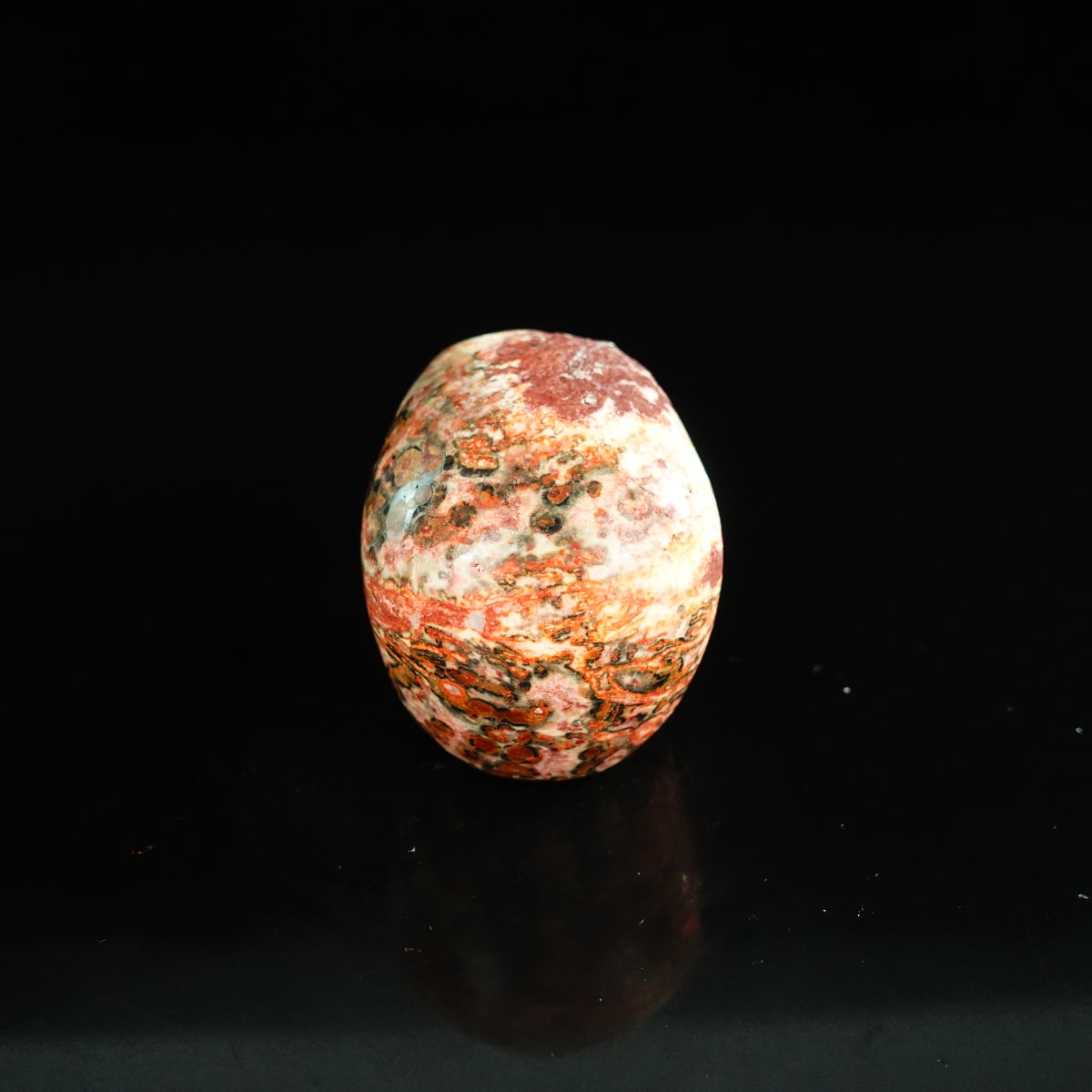 2.2" Red Leopard skin stone Crystal Skull Carving - Unique Piece #LS11