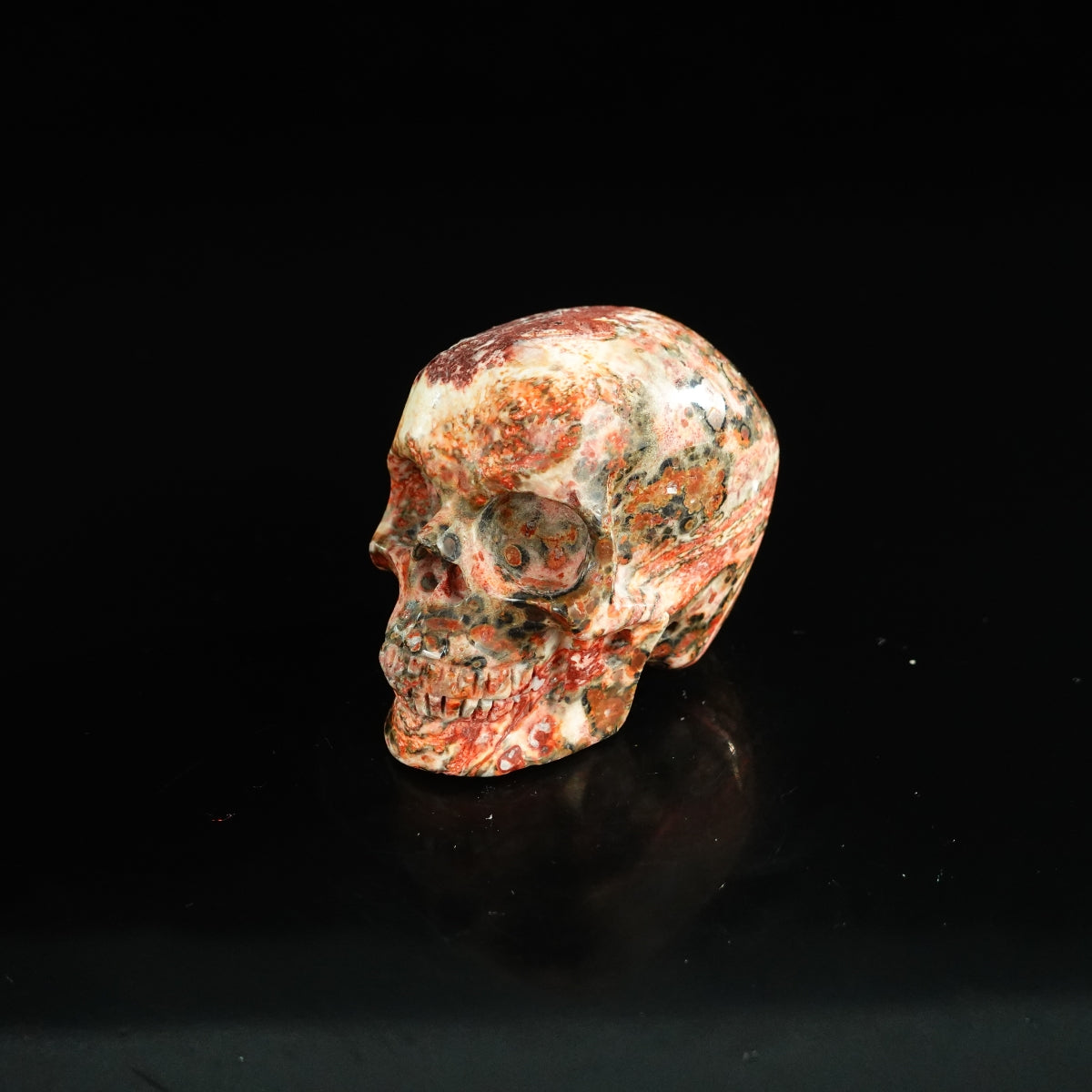 2.2" Red Leopard skin stone Crystal Skull Carving - Unique Piece #LS11