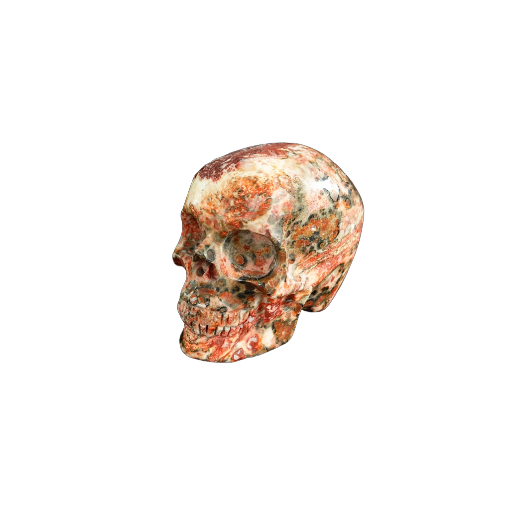 2.2" Red Leopard skin stone Crystal Skull Carving - Unique Piece #LS11