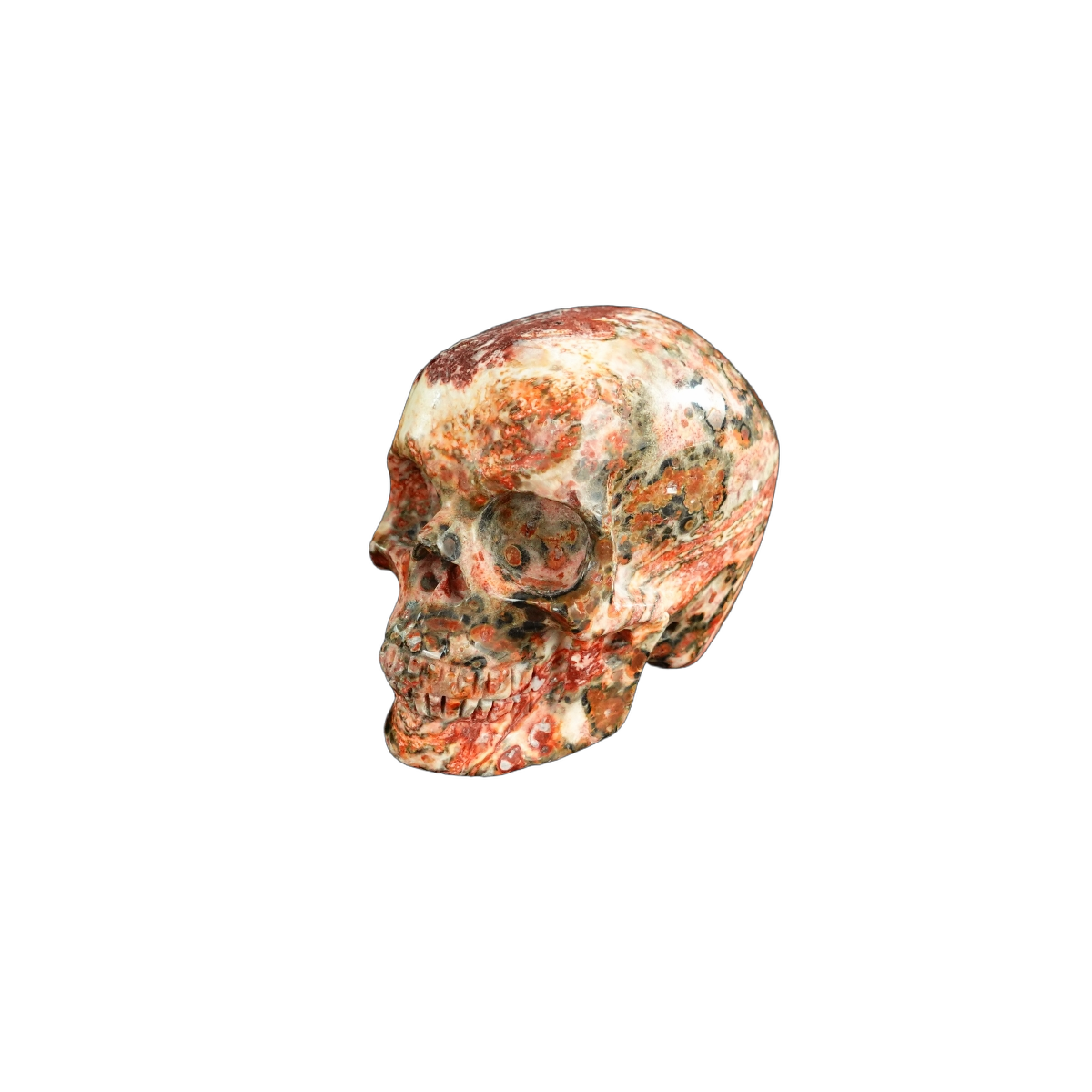 2.2" Red Leopard skin stone Crystal Skull Carving - Unique Piece #LS11