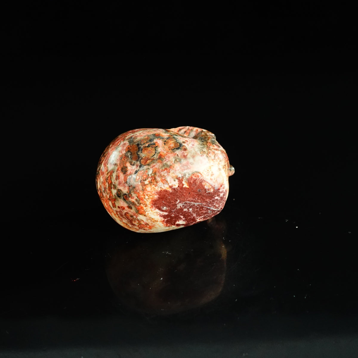 2.2" Red Leopard skin stone Crystal Skull Carving - Unique Piece #LS11