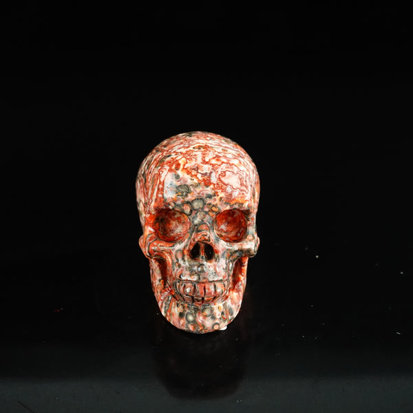 2.2" Red Leopard skin stone Crystal Skull Carving - Unique Piece #LS12