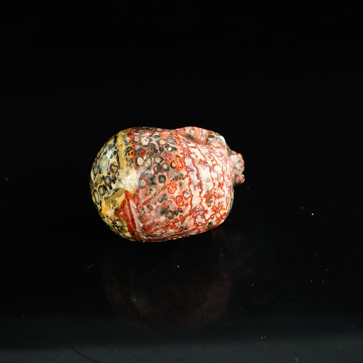 2.2" Red Leopard skin stone Crystal Skull Carving - Unique Piece #LS12