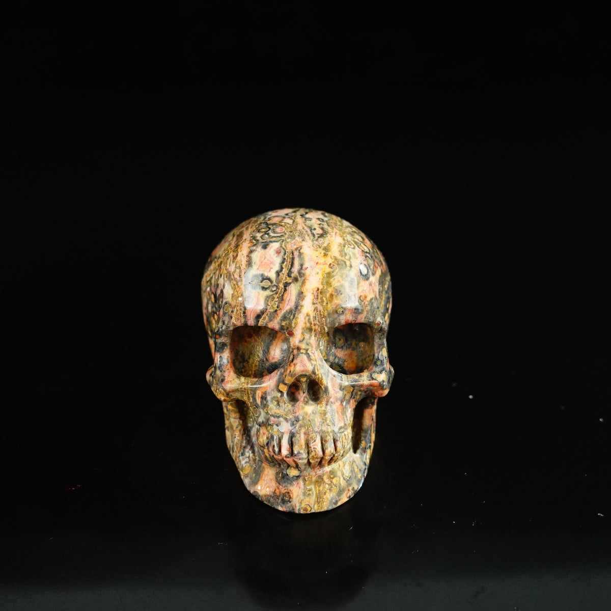 2.2" Red Leopard skin stone Crystal Skull Carving - Unique Piece #LS13