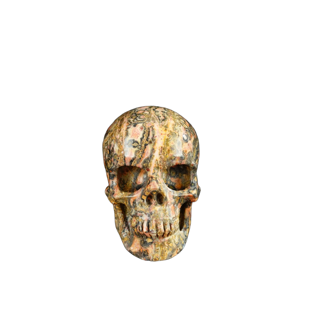 2.2" Red Leopard skin stone Crystal Skull Carving - Unique Piece #LS13