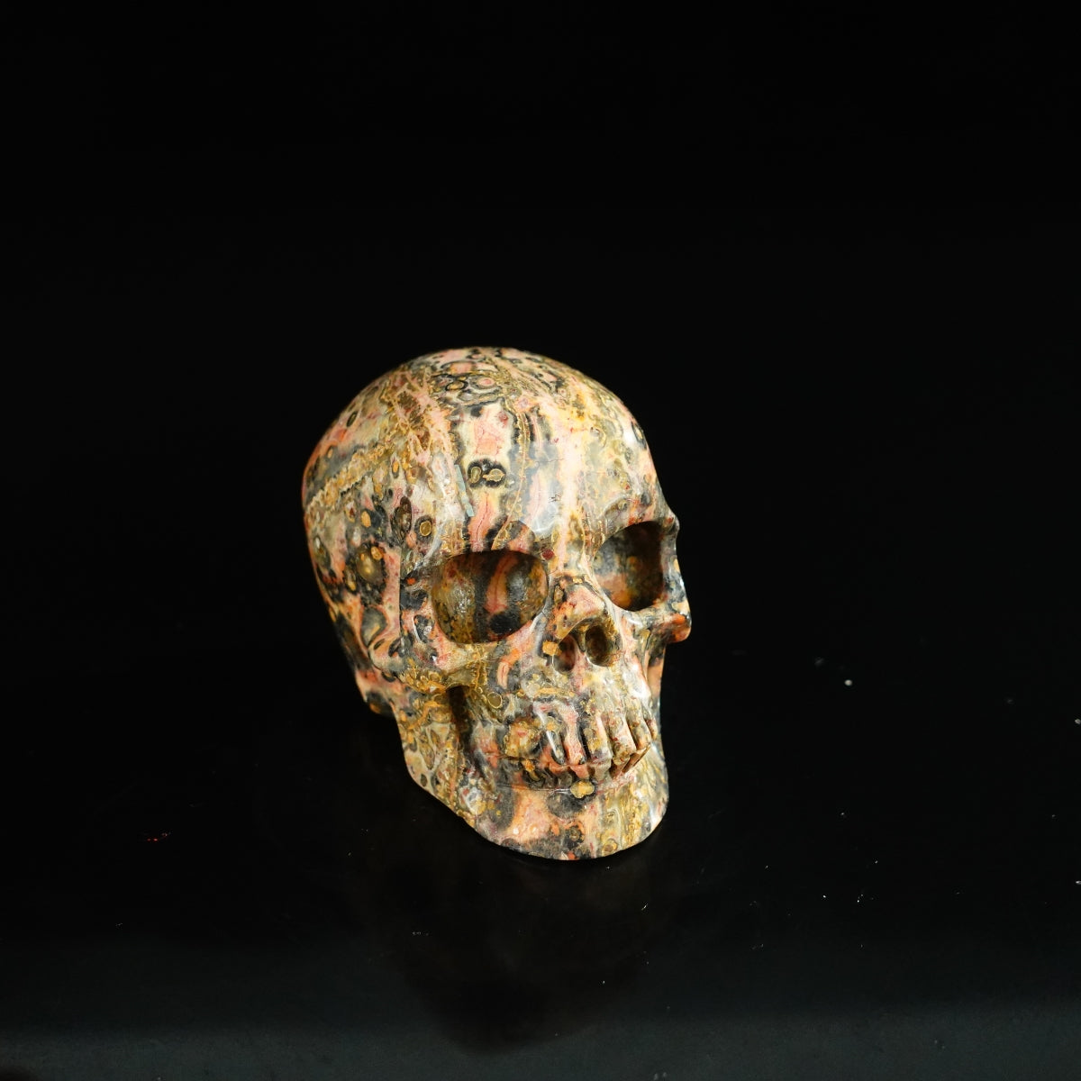 2.2" Red Leopard skin stone Crystal Skull Carving - Unique Piece #LS13