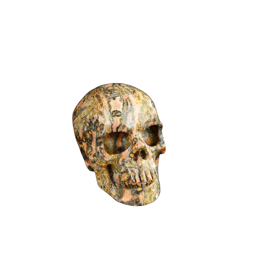 2.2" Red Leopard skin stone Crystal Skull Carving - Unique Piece #LS13