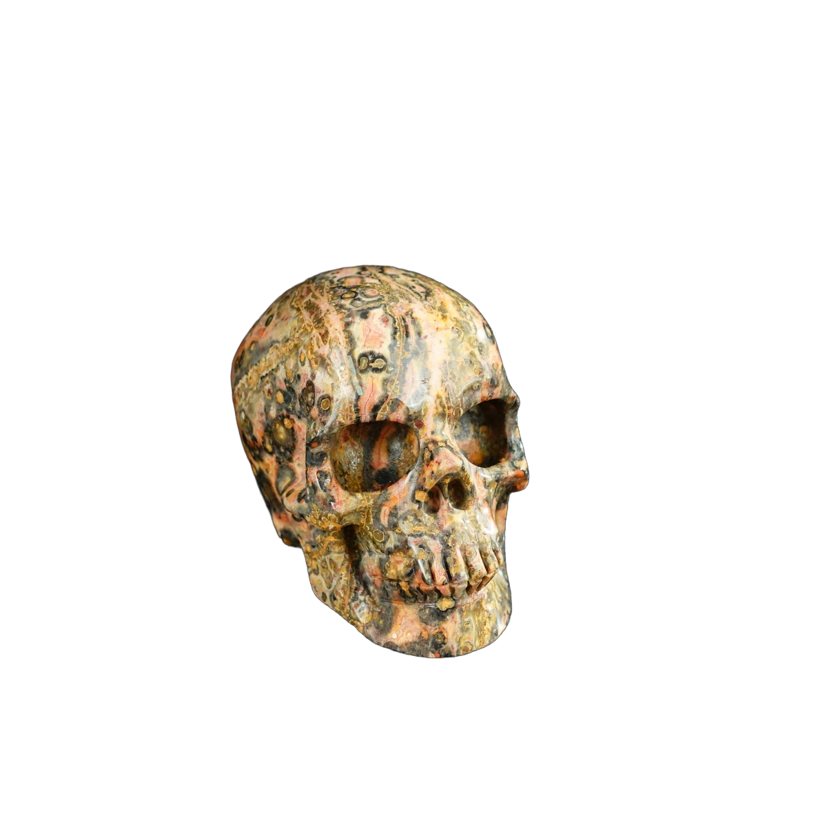 2.2" Red Leopard skin stone Crystal Skull Carving - Unique Piece #LS13