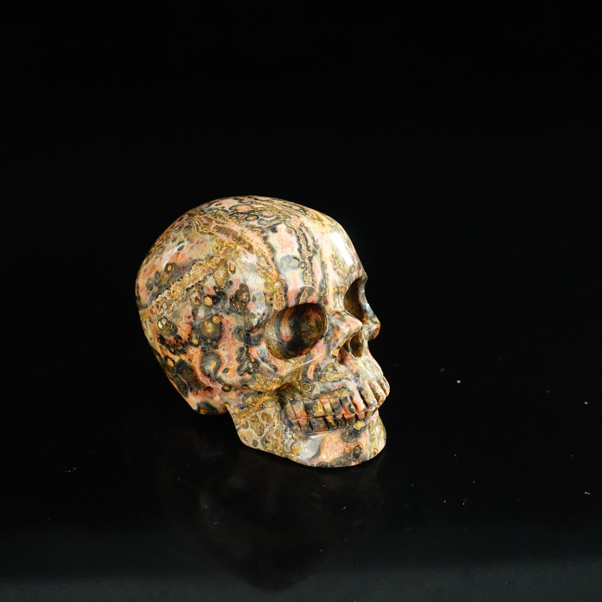 2.2" Red Leopard skin stone Crystal Skull Carving - Unique Piece #LS13