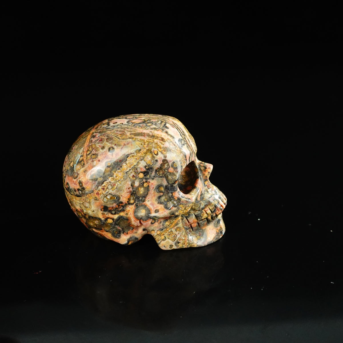 2.2" Red Leopard skin stone Crystal Skull Carving - Unique Piece #LS13