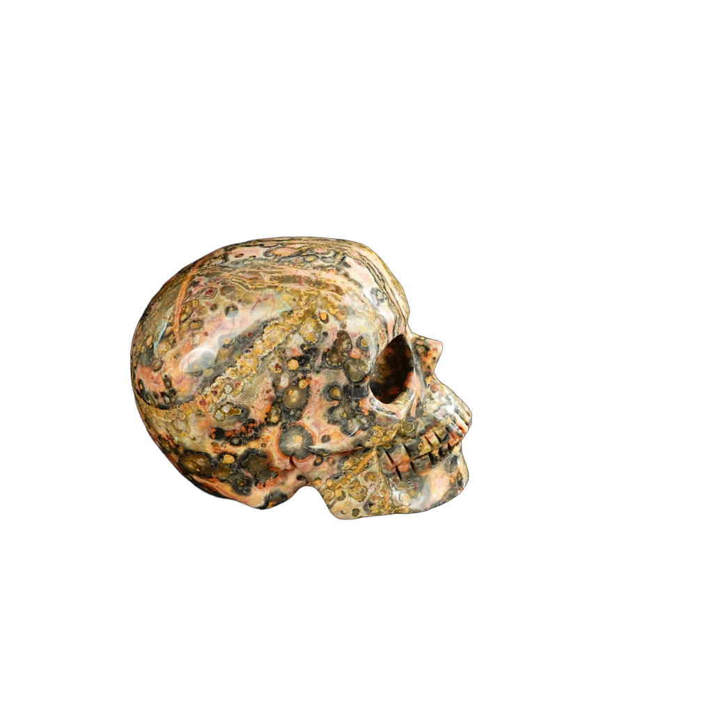 2.2" Red Leopard skin stone Crystal Skull Carving - Unique Piece #LS13