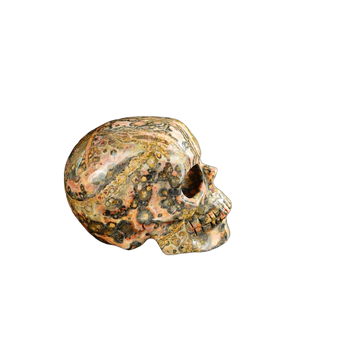 2.2" Red Leopard skin stone Crystal Skull Carving - Unique Piece #LS13
