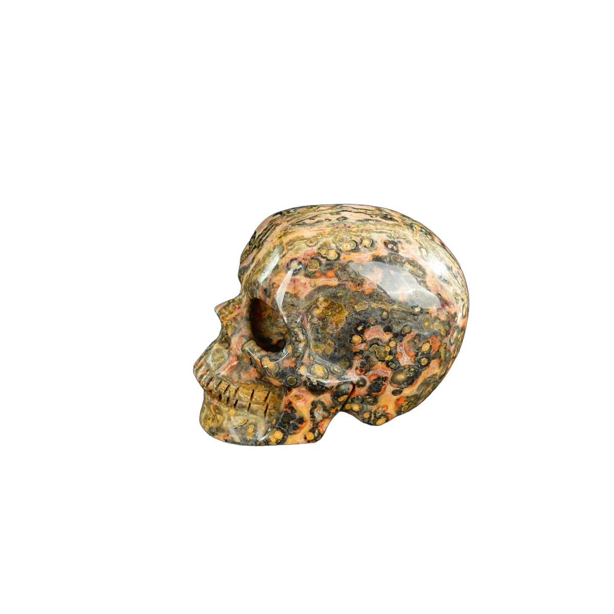 2.2" Red Leopard skin stone Crystal Skull Carving - Unique Piece #LS13