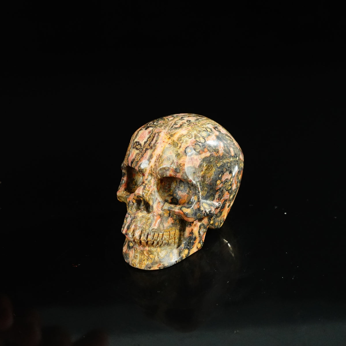 2.2" Red Leopard skin stone Crystal Skull Carving - Unique Piece #LS13