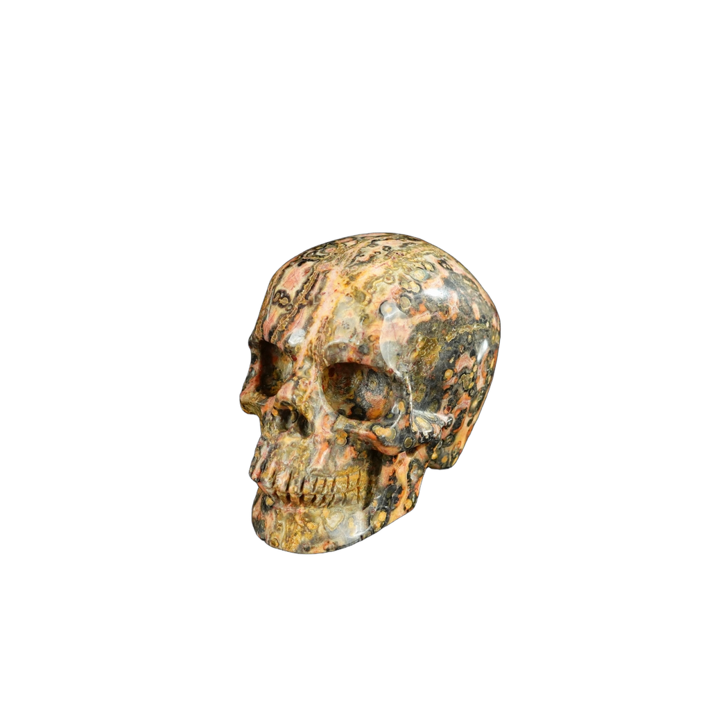 2.2" Red Leopard skin stone Crystal Skull Carving - Unique Piece #LS13