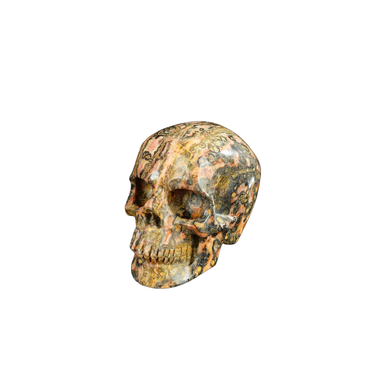 2.2" Red Leopard skin stone Crystal Skull Carving - Unique Piece #LS13