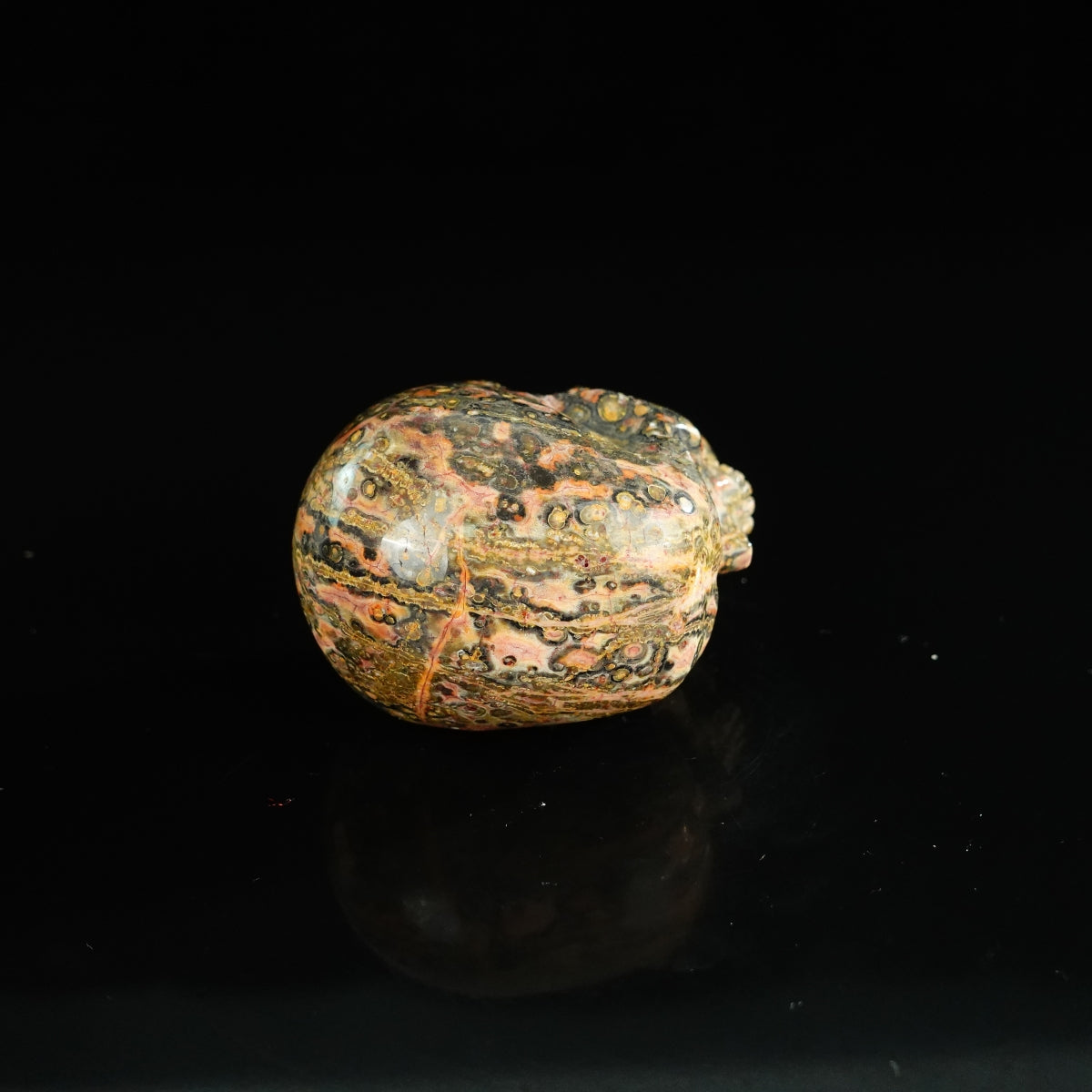 2.2" Red Leopard skin stone Crystal Skull Carving - Unique Piece #LS13