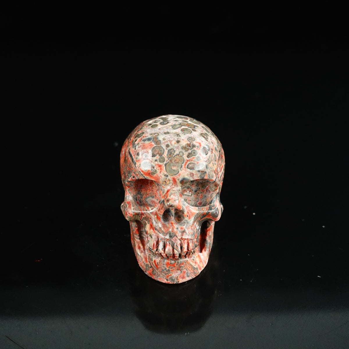 2.2" Red Leopard skin stone Crystal Skull Carving - Unique Piece #LS14