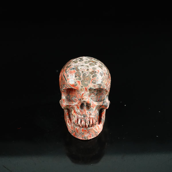 2.2" Red Leopard skin stone Crystal Skull Carving - Unique Piece #LS14