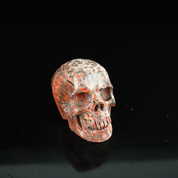 2.2" Red Leopard skin stone Crystal Skull Carving - Unique Piece #LS14 - alternate view