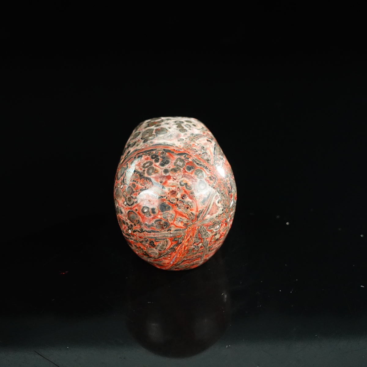2.2" Red Leopard skin stone Crystal Skull Carving - Unique Piece #LS14