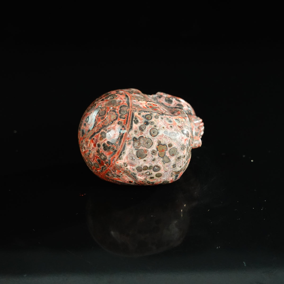 2.2" Red Leopard skin stone Crystal Skull Carving - Unique Piece #LS14