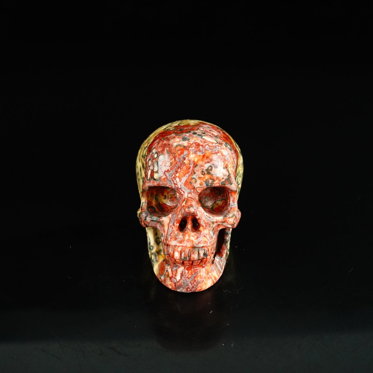 2.2" Red Leopard skin stone Crystal Skull Carving - Unique Piece #LS15