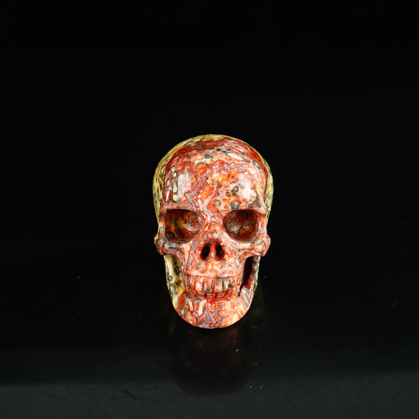 2.2" Red Leopard skin stone Crystal Skull Carving - Unique Piece #LS15