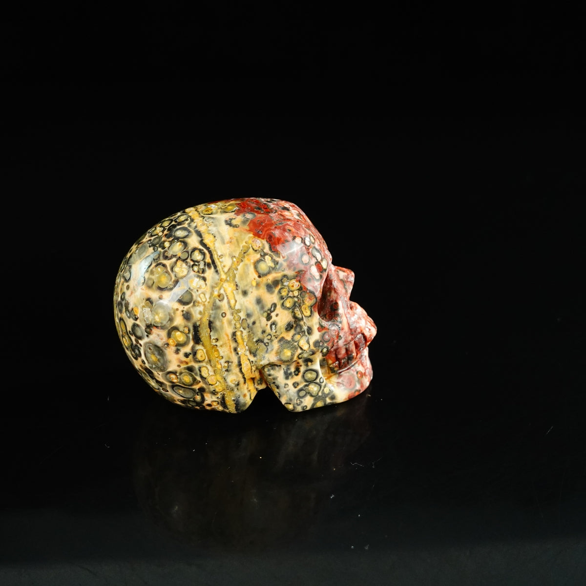 2.2" Red Leopard skin stone Crystal Skull Carving - Unique Piece #LS15