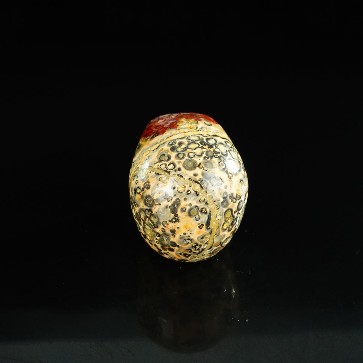 2.2" Red Leopard skin stone Crystal Skull Carving - Unique Piece #LS15