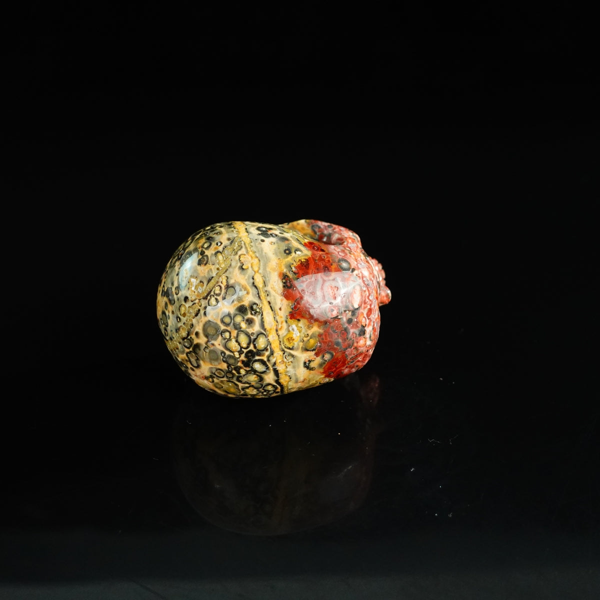 2.2" Red Leopard skin stone Crystal Skull Carving - Unique Piece #LS15